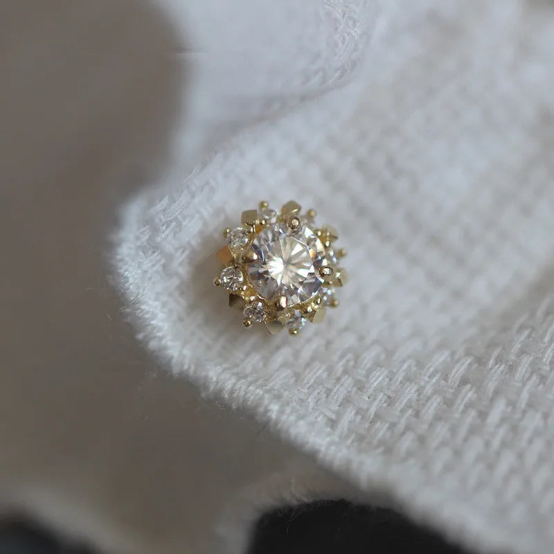 925 Sterling Silver Simple Diamond Gold Small Sun Pendant Necklace Women Light Luxury Wedding Jewelry Accessories