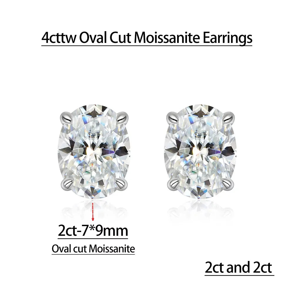 Serenity 1-4ct Oval Moissanite Earrings for Women Gift S925 Sterling Silver Jewelry Sparkling Lab Diamond Wedding Stud Earrings
