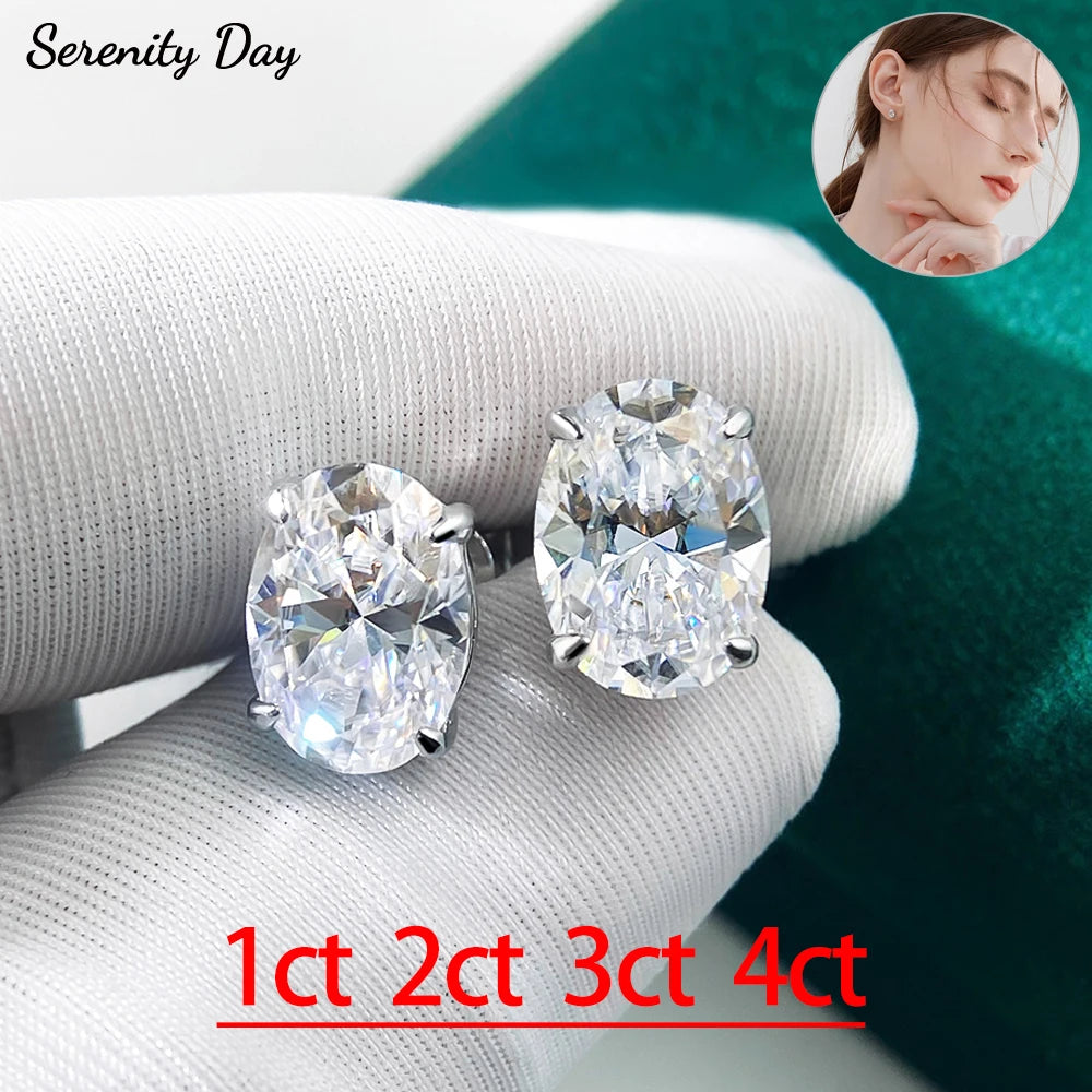 Serenity 1-4ct Oval Moissanite Earrings for Women Gift S925 Sterling Silver Jewelry Sparkling Lab Diamond Wedding Stud Earrings
