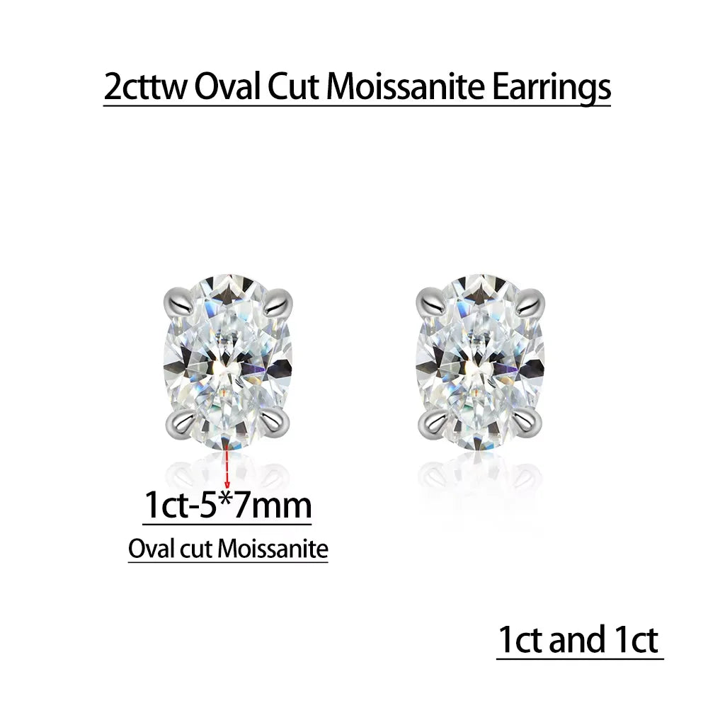 Serenity 1-4ct Oval Moissanite Earrings for Women Gift S925 Sterling Silver Jewelry Sparkling Lab Diamond Wedding Stud Earrings