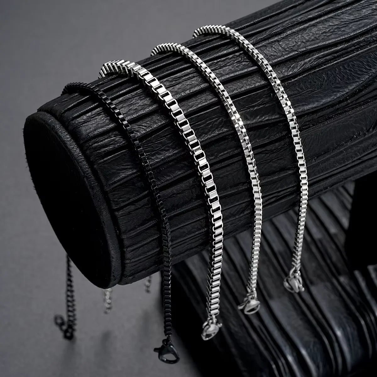 4Pcs/Set Stainless Steel Adjustable Box Chain Bracelets for Men Simple Vintage Silver Color Cuban Bracelets Sets Party Jewelry