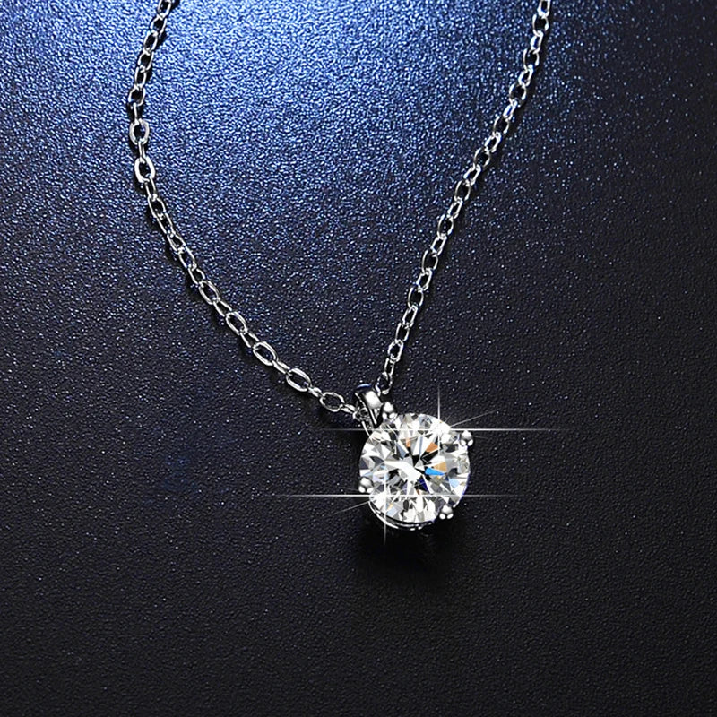 GRA 1.0 carat D Moissanite Solitaire Drop Necklaces 18k Gold Plated Pendant Original Real 925 Silver Chain Jewelry for Women
