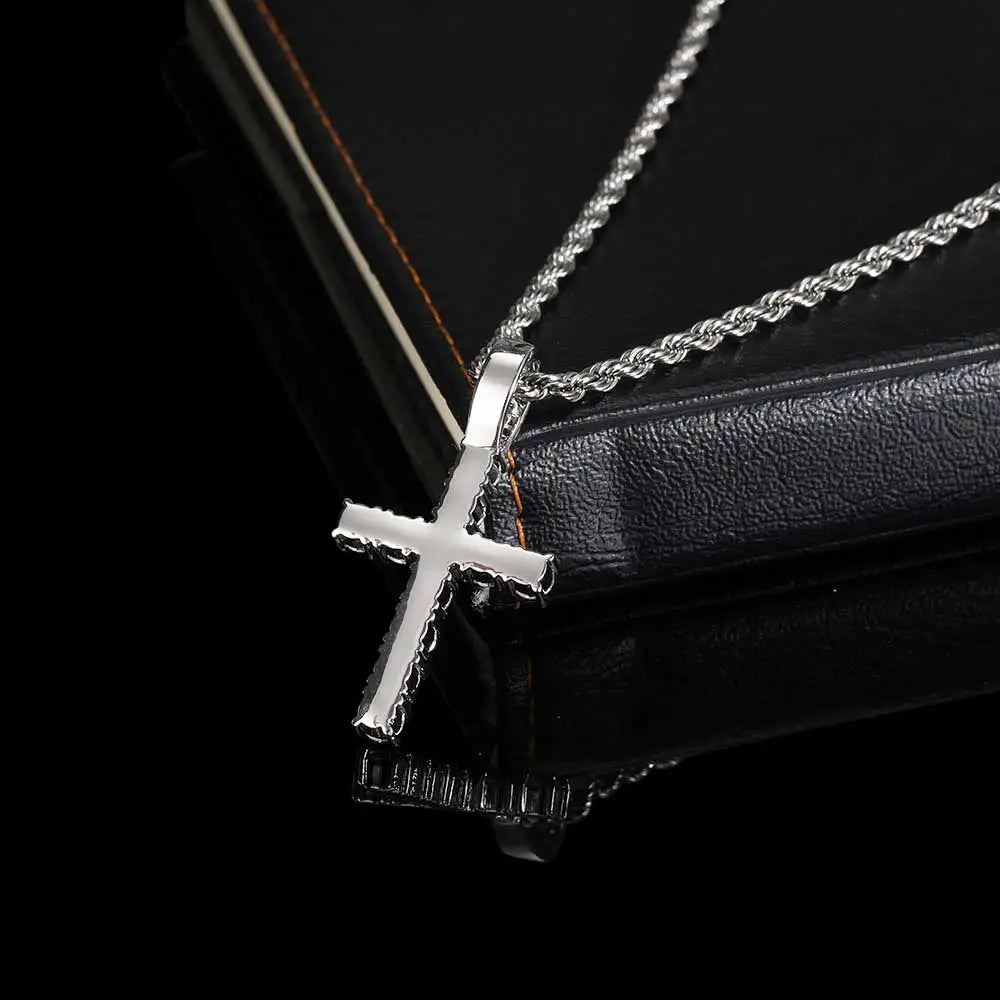 Wholesale Fashion Simple Bling Cross Pendant Iced Out Cubic Zirconia Diamond 18k Gold Plated Christian Charm Jewelry Women Men ﻿