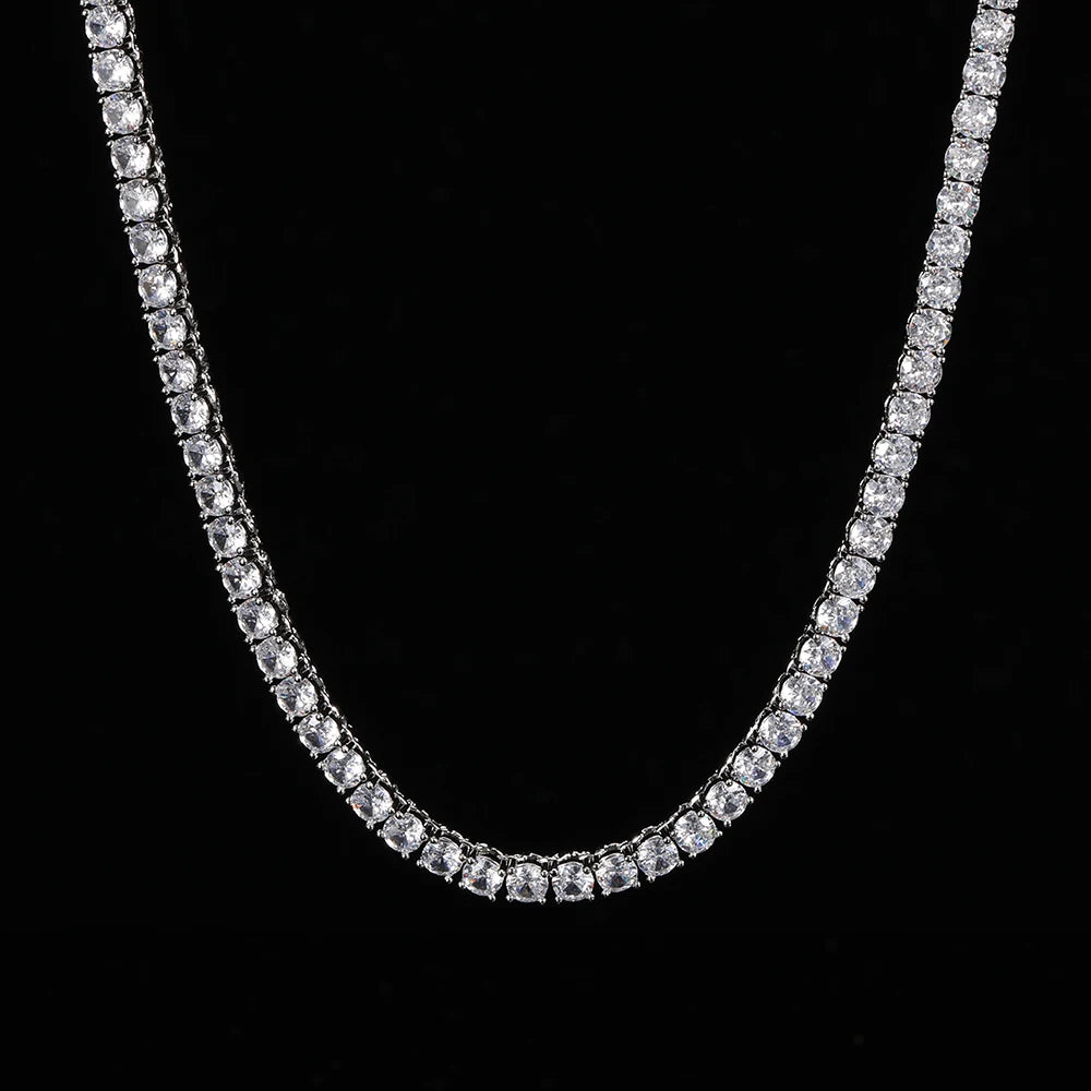 ICEBLING 3/4/5/6MM Round Cut CZ Stone Tennis Necklace Iced Out Single Row Cubic Zirconia Necklace for Men Women Hip Hop Jewelry