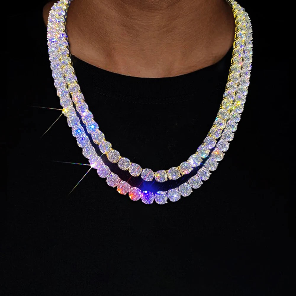 ICEBLING 3/4/5/6MM Round Cut CZ Stone Tennis Necklace Iced Out Single Row Cubic Zirconia Necklace for Men Women Hip Hop Jewelry