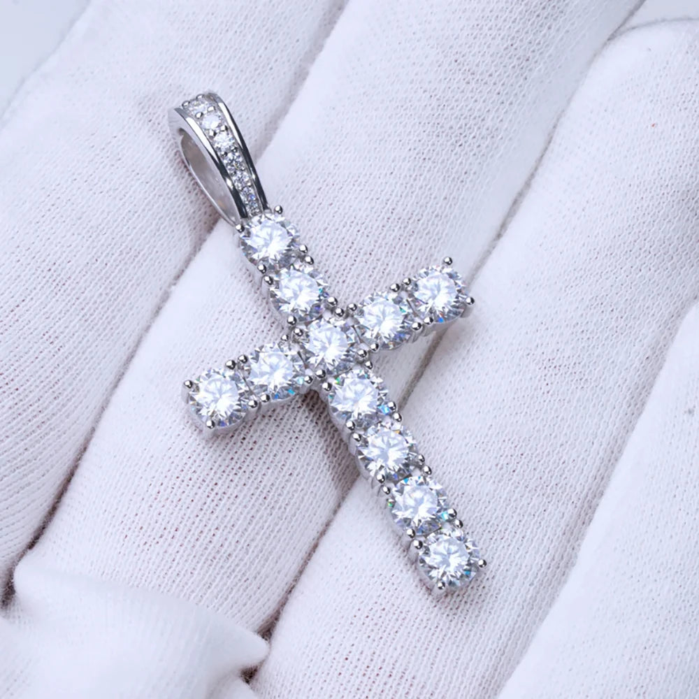 Wholesale Fashion Simple Bling Cross Pendant Iced Out Cubic Zirconia Diamond 18k Gold Plated Christian Charm Jewelry Women Men ﻿