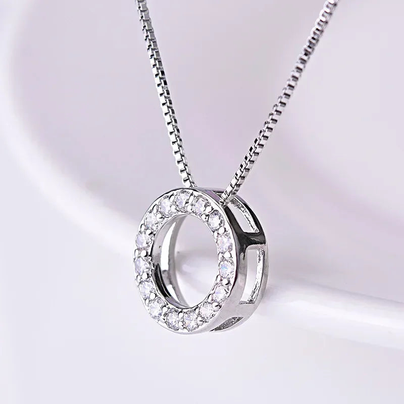 2025 New Trendy Circle Necklace for Women Simple Stylish Cubic Zircon Clavicle Chain Necklace Luxury Designer Wedding Jewelry