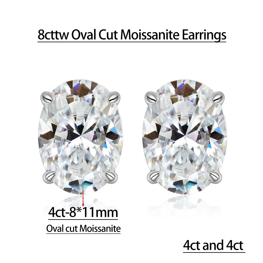 Serenity 1-4ct Oval Moissanite Earrings for Women Gift S925 Sterling Silver Jewelry Sparkling Lab Diamond Wedding Stud Earrings