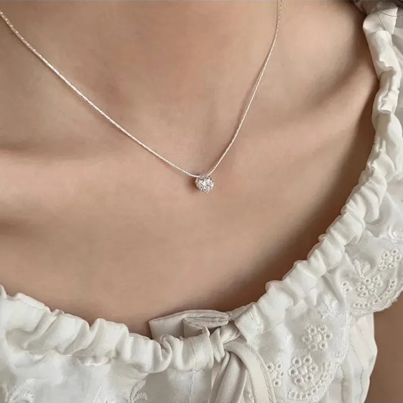 2025 New Trendy Circle Necklace for Women Simple Stylish Cubic Zircon Clavicle Chain Necklace Luxury Designer Wedding Jewelry