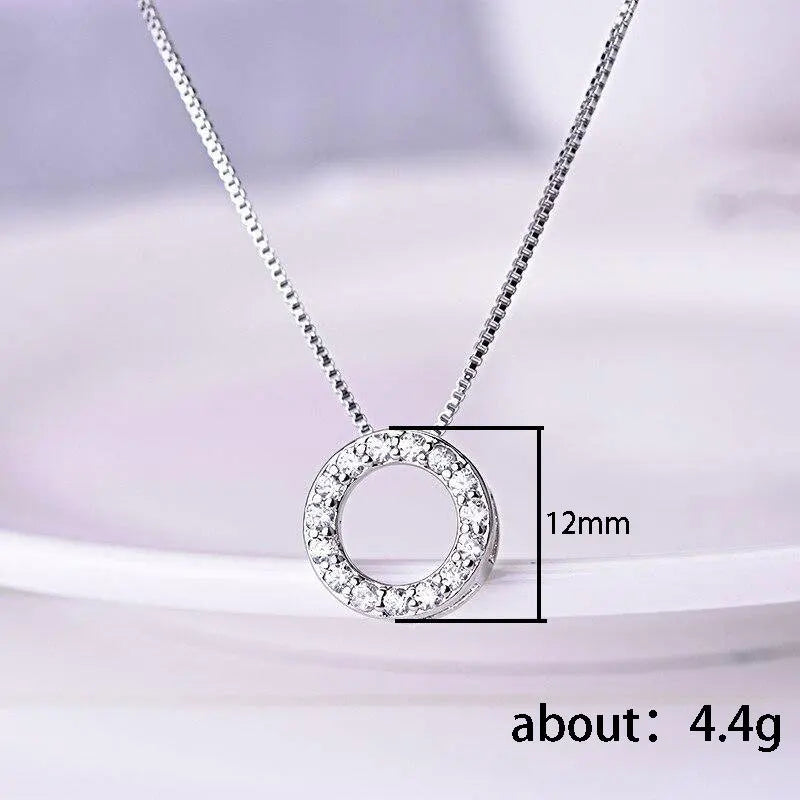 2025 New Trendy Circle Necklace for Women Simple Stylish Cubic Zircon Clavicle Chain Necklace Luxury Designer Wedding Jewelry