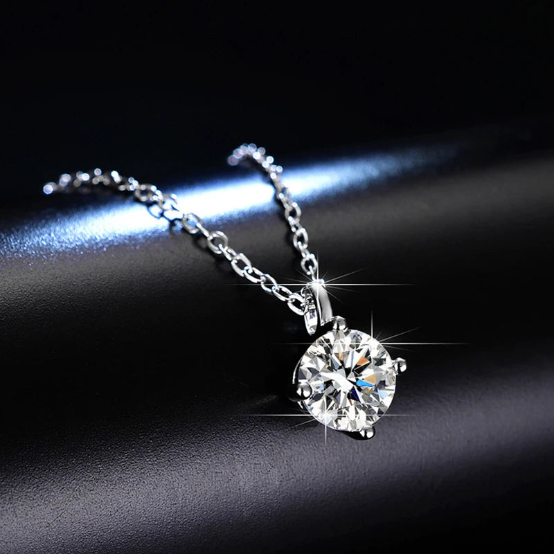 GRA 1.0 carat D Moissanite Solitaire Drop Necklaces 18k Gold Plated Pendant Original Real 925 Silver Chain Jewelry for Women