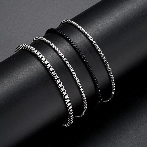 4Pcs/Set Stainless Steel Adjustable Box Chain Bracelets for Men Simple Vintage Silver Color Cuban Bracelets Sets Party Jewelry