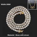 ICEBLING 3/4/5/6MM Round Cut CZ Stone Tennis Necklace Iced Out Single Row Cubic Zirconia Necklace for Men Women Hip Hop Jewelry
