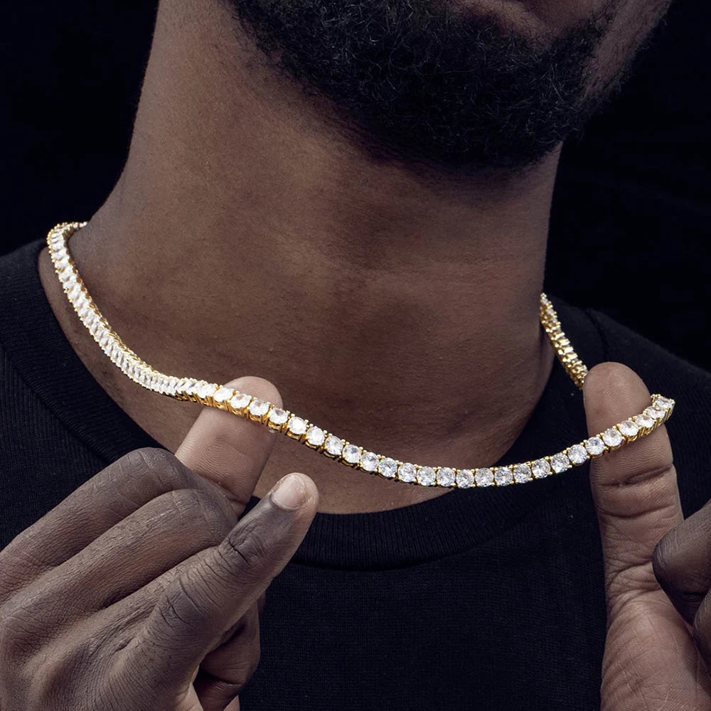 ICEBLING 3/4/5/6MM Round Cut CZ Stone Tennis Necklace Iced Out Single Row Cubic Zirconia Necklace for Men Women Hip Hop Jewelry