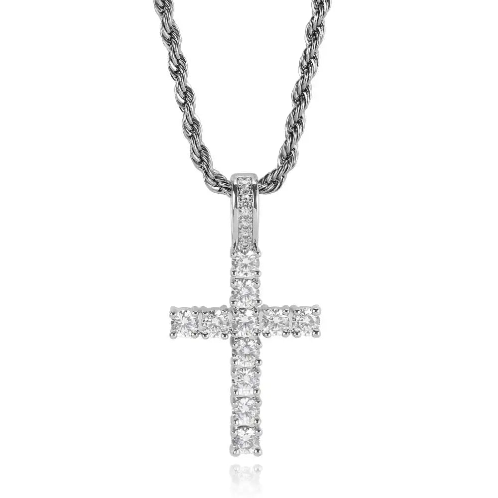 Wholesale Fashion Simple Bling Cross Pendant Iced Out Cubic Zirconia Diamond 18k Gold Plated Christian Charm Jewelry Women Men ﻿