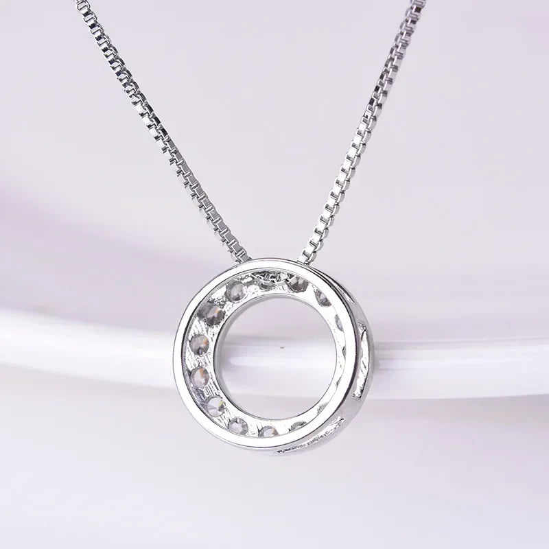 2025 New Trendy Circle Necklace for Women Simple Stylish Cubic Zircon Clavicle Chain Necklace Luxury Designer Wedding Jewelry