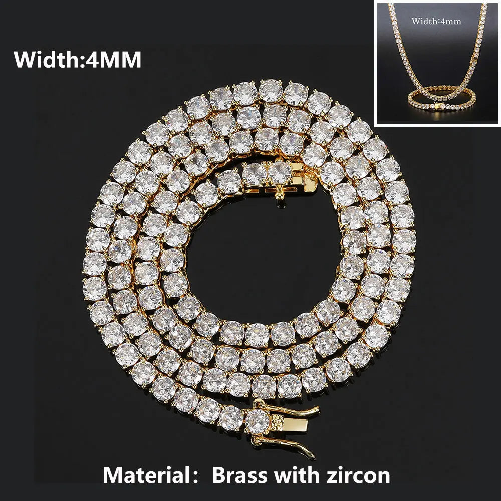 ICEBLING 3/4/5/6MM Round Cut CZ Stone Tennis Necklace Iced Out Single Row Cubic Zirconia Necklace for Men Women Hip Hop Jewelry