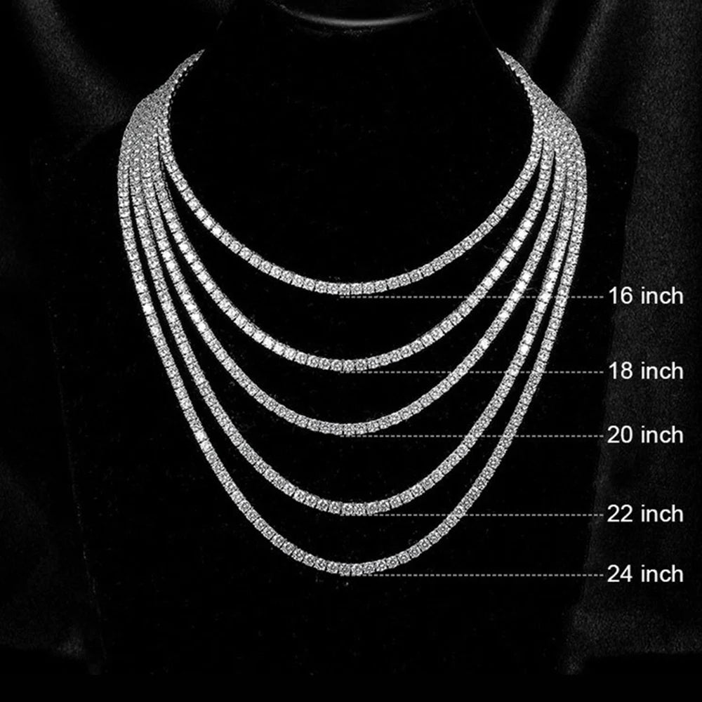 ICEBLING 3/4/5/6MM Round Cut CZ Stone Tennis Necklace Iced Out Single Row Cubic Zirconia Necklace for Men Women Hip Hop Jewelry