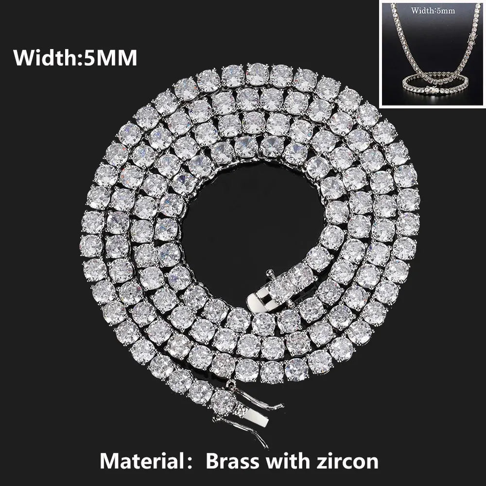 ICEBLING 3/4/5/6MM Round Cut CZ Stone Tennis Necklace Iced Out Single Row Cubic Zirconia Necklace for Men Women Hip Hop Jewelry