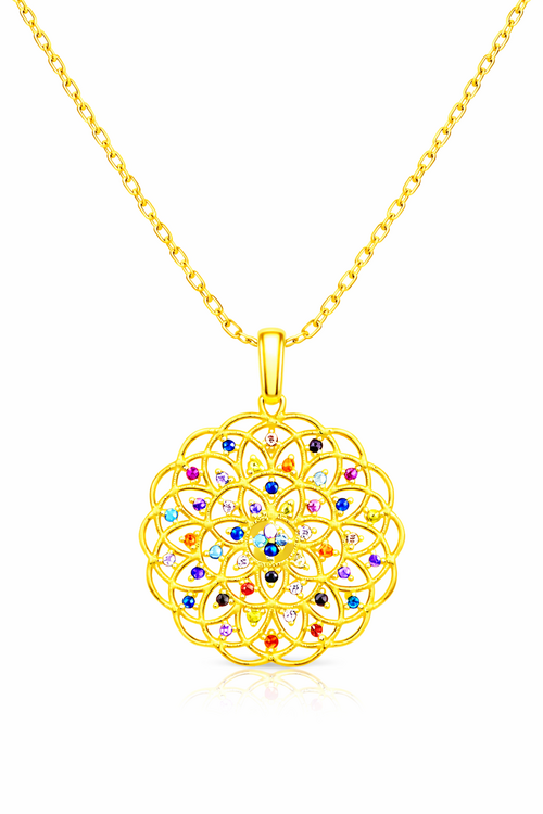 925 Sterling Silver Flower of Life Necklace Sacred Geometry Pendant